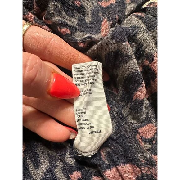 FREE PEOPLE Women’s Black Gray Mauve Long Sleeve Cheetah Leopard Animal Print Da - Picture 4 of 7